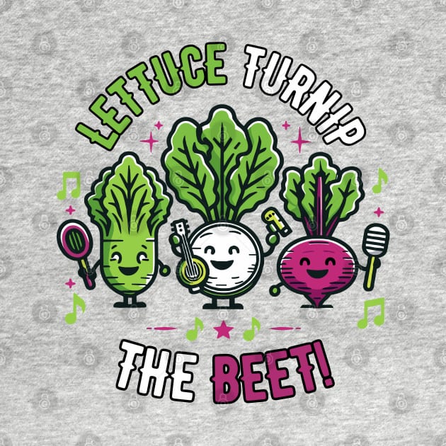 Lettuce Turnip The Beet | Cute Kawaii vegetable pun for Music Lovers by Nora Liak